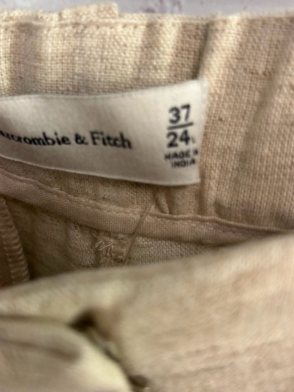 Abercrombie & Fitch Beige New High-Waist Wide-Leg Linen Blend Pants - Picture 8 of 8